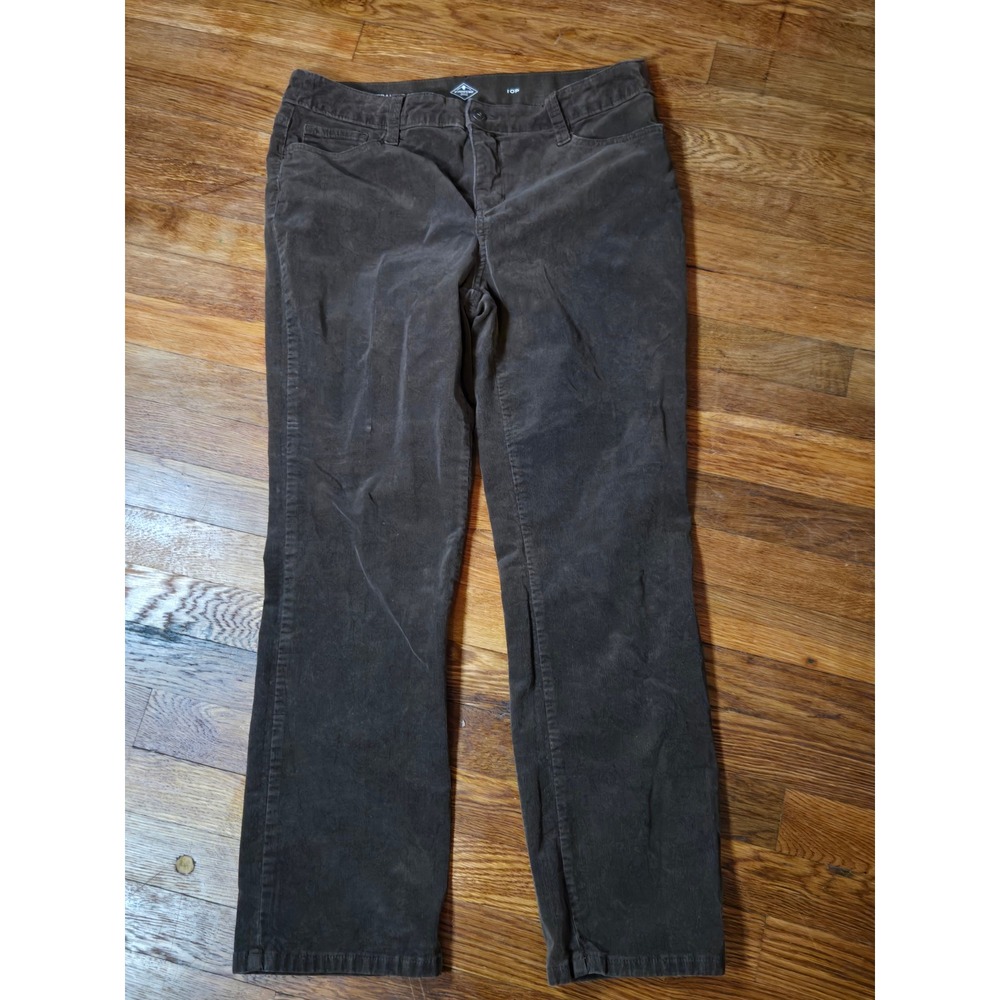 St Johns Bay Womens Straight Leg Corduroy Pants Brown 10P Rugged Cottagecore
